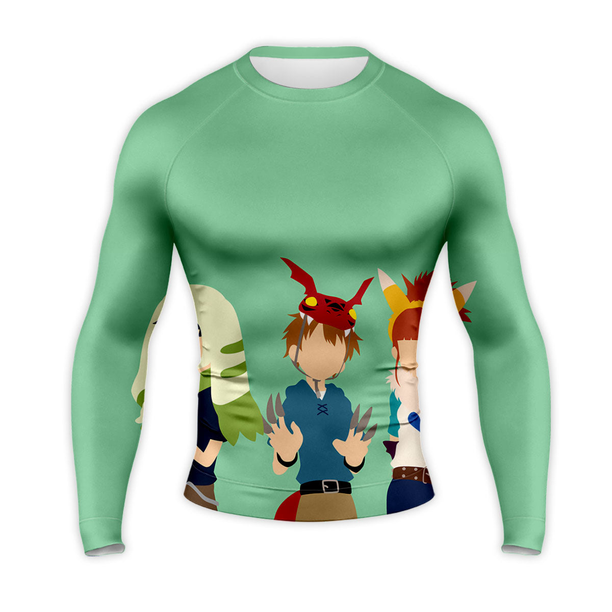 Digimon Adventure Characters Silhouettes Standing In Green Background Anime Apparel