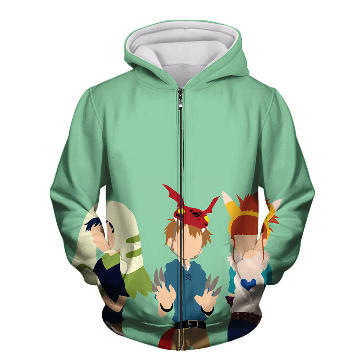 Digimon Adventure Characters Silhouettes Standing In Green Background Anime Apparel