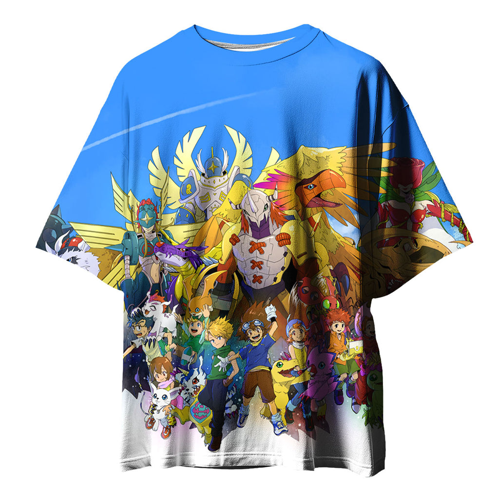 Digimon Adventure Characters Soaring Above The Blue Sky Anime Apparel