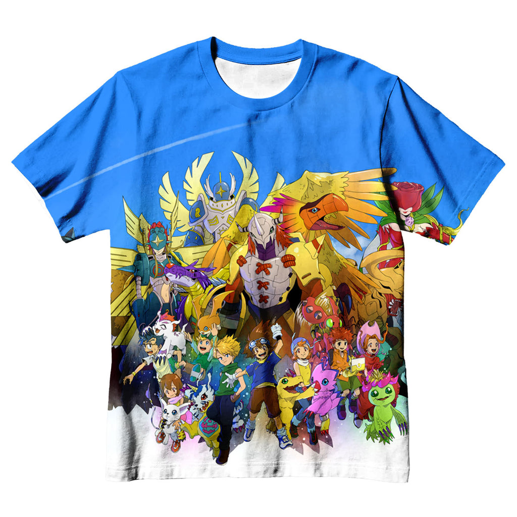 Digimon Adventure Characters Soaring Above The Blue Sky Anime Apparel
