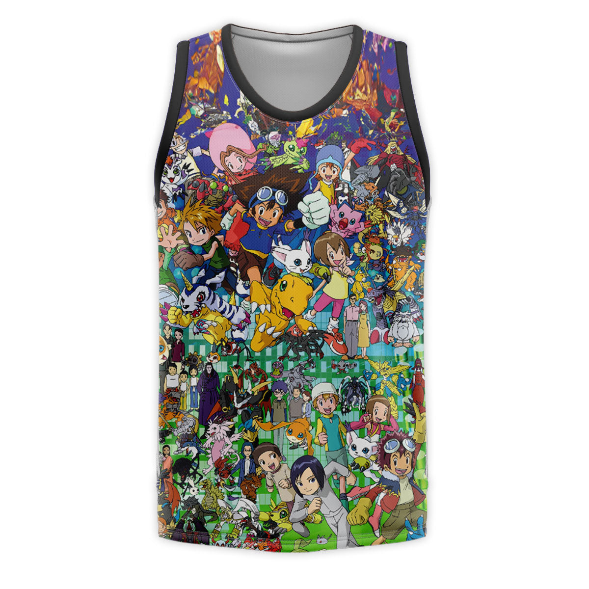 Digimon Adventure Characters Vibrant Colorful Dynamic Collage Anime Apparel