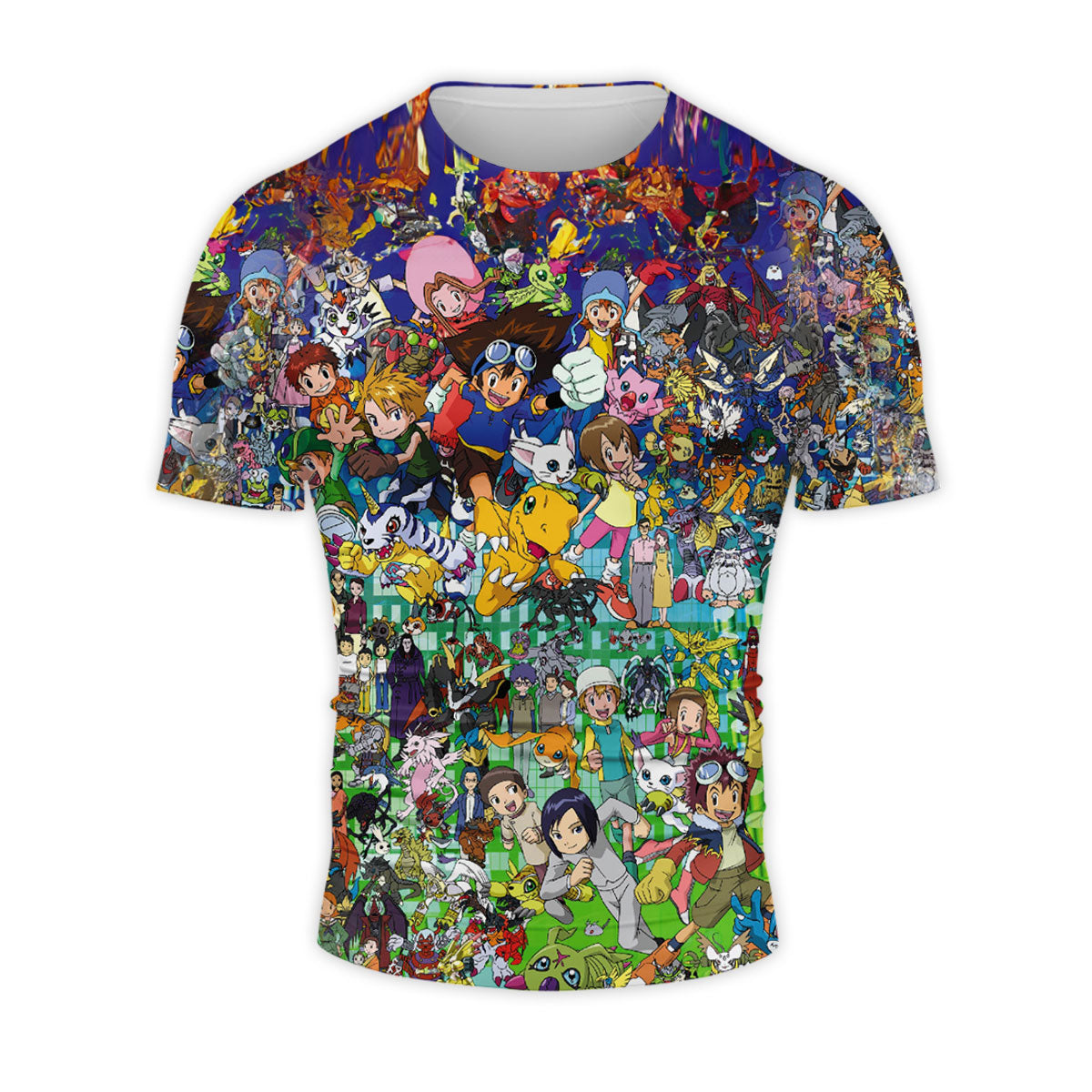 Digimon Adventure Characters Vibrant Colorful Dynamic Collage Anime Apparel