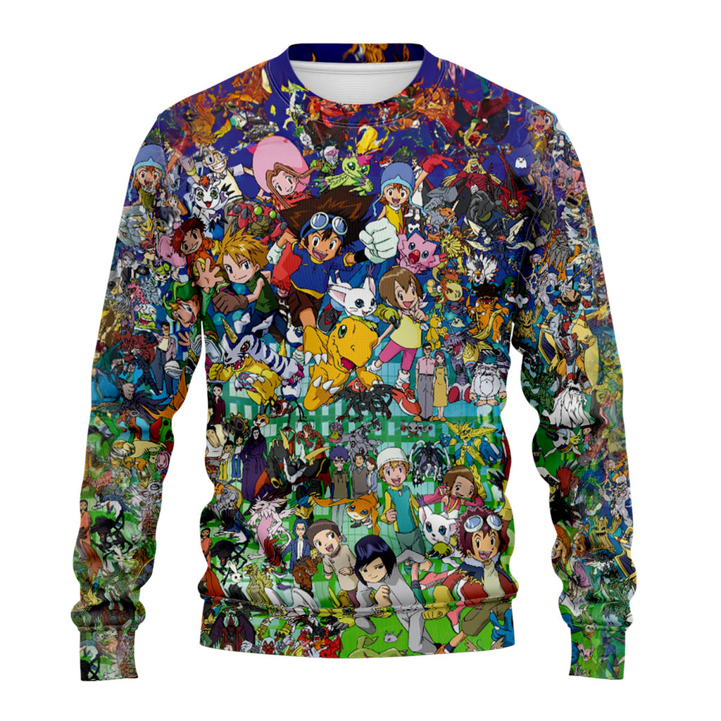 Digimon Adventure Characters Vibrant Colorful Dynamic Collage Anime Apparel