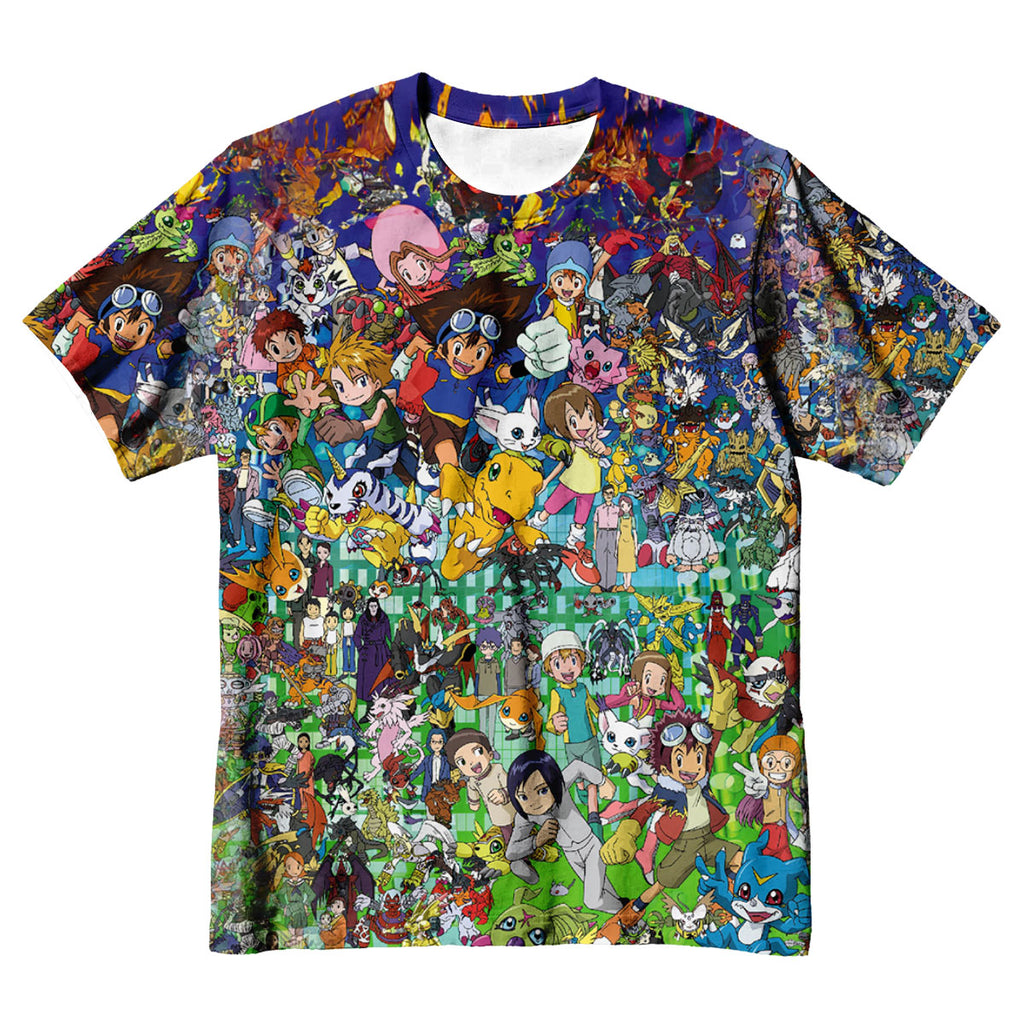Digimon Adventure Characters Vibrant Colorful Dynamic Collage Anime Apparel