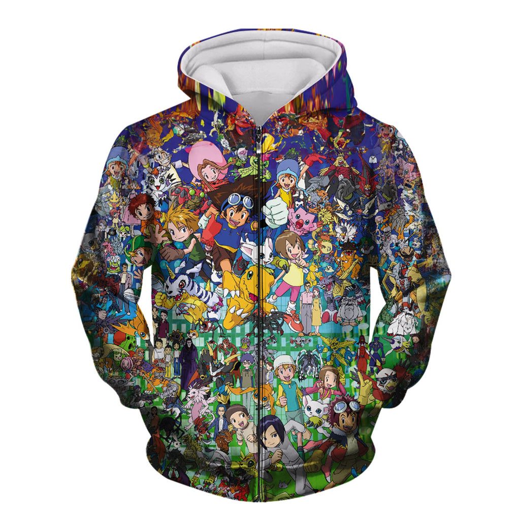 Digimon Adventure Characters Vibrant Colorful Dynamic Collage Anime Apparel