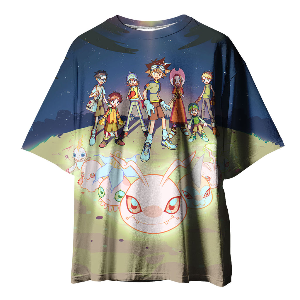 Digimon Adventure Chosen Children Standing Under Starry Sky Anime Apparel