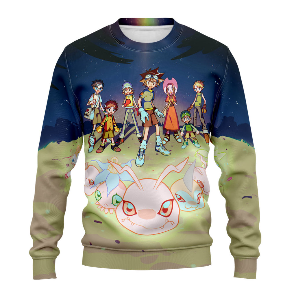 Digimon Adventure Chosen Children Standing Under Starry Sky Anime Apparel