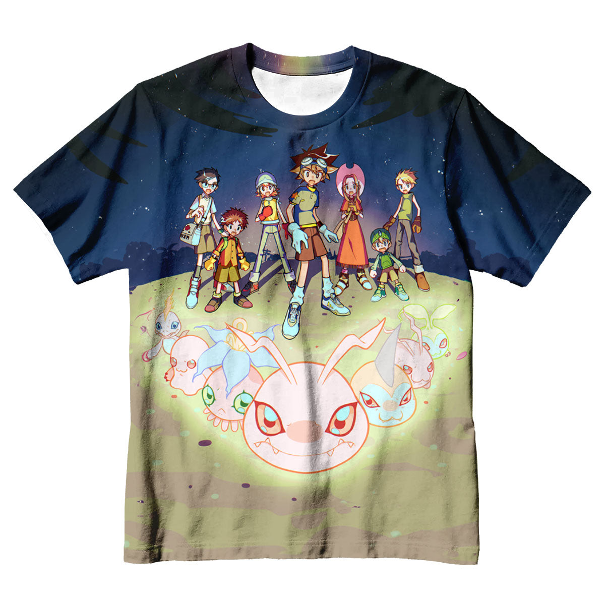 Digimon Adventure Chosen Children Standing Under Starry Sky Anime Apparel