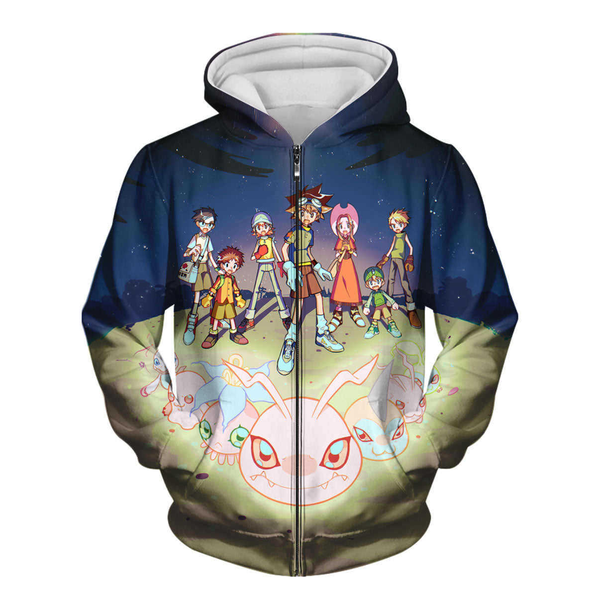 Digimon Adventure Chosen Children Standing Under Starry Sky Anime Apparel