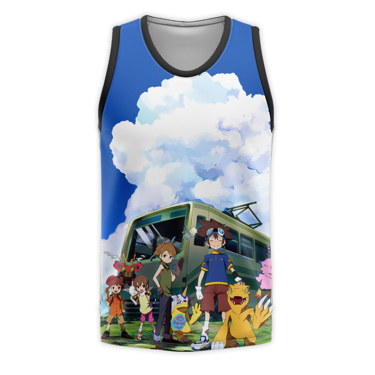 Digimon Adventure Classic Characters Together At Blue Bus Stop Anime Apparel