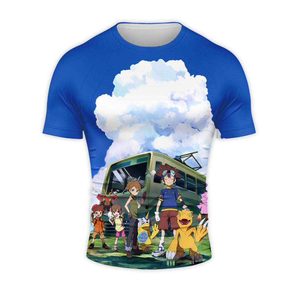 Digimon Adventure Classic Characters Together At Blue Bus Stop Anime Apparel