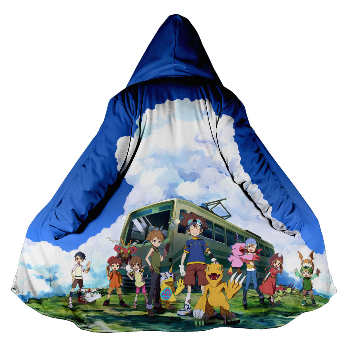 Digimon Adventure Classic Characters Together At Blue Bus Stop Anime Apparel