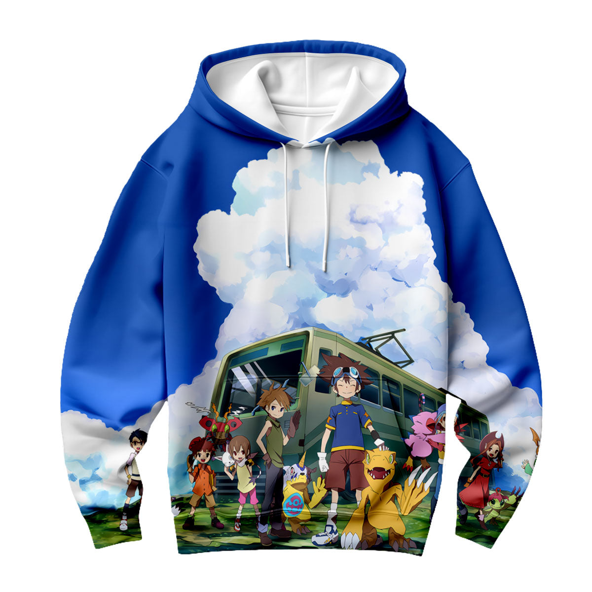 Digimon Adventure Classic Characters Together At Blue Bus Stop Anime Apparel