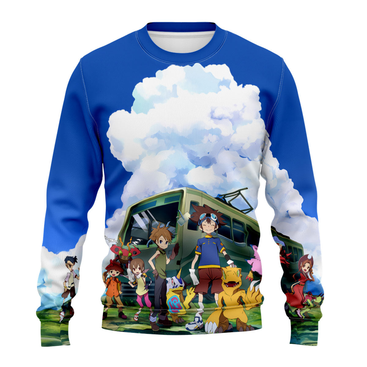 Digimon Adventure Classic Characters Together At Blue Bus Stop Anime Apparel
