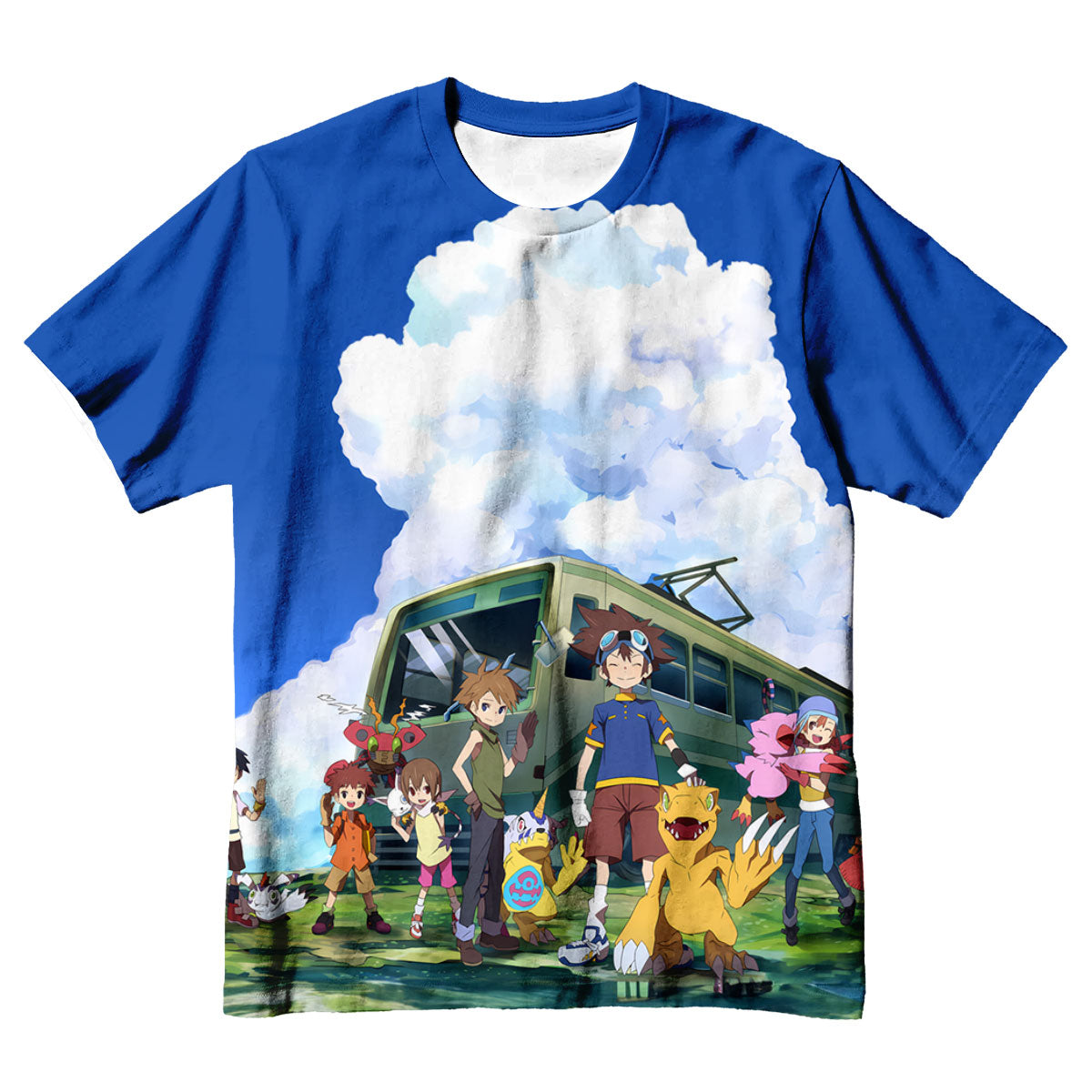 Digimon Adventure Classic Characters Together At Blue Bus Stop Anime Apparel
