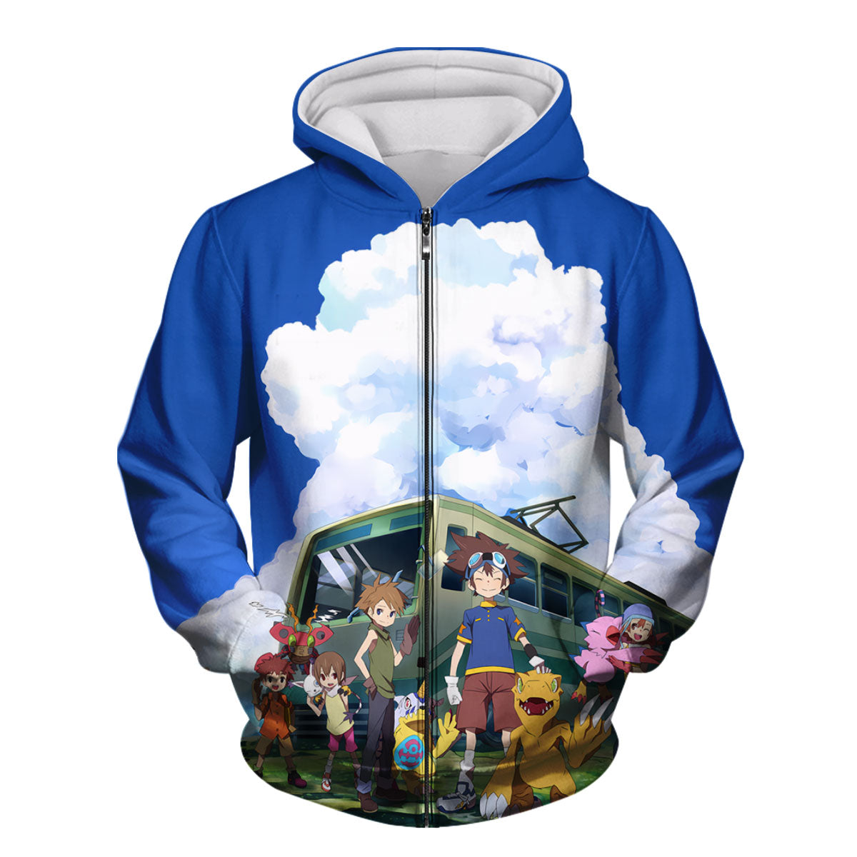 Digimon Adventure Classic Characters Together At Blue Bus Stop Anime Apparel