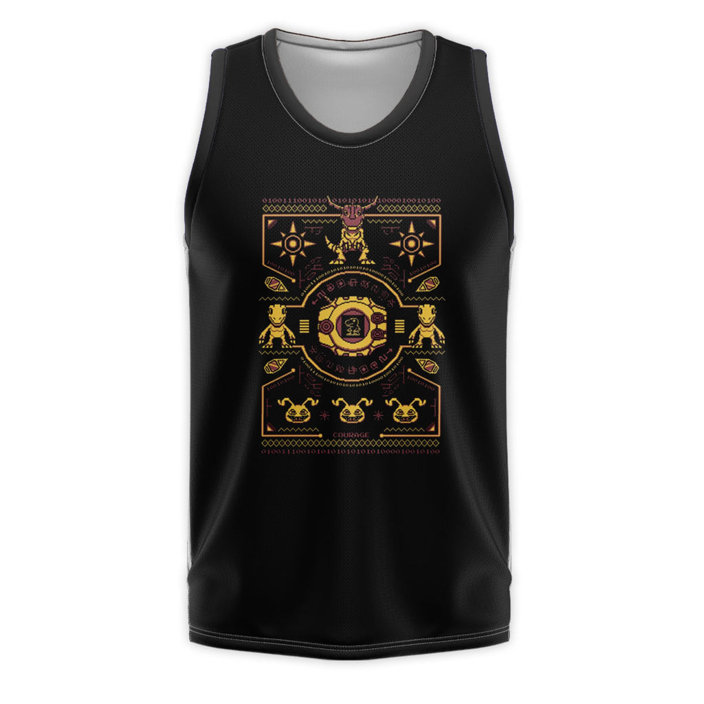 Digimon Adventure Courage Crest Pixel Art Black And Yellow Color Scheme Anime Apparel