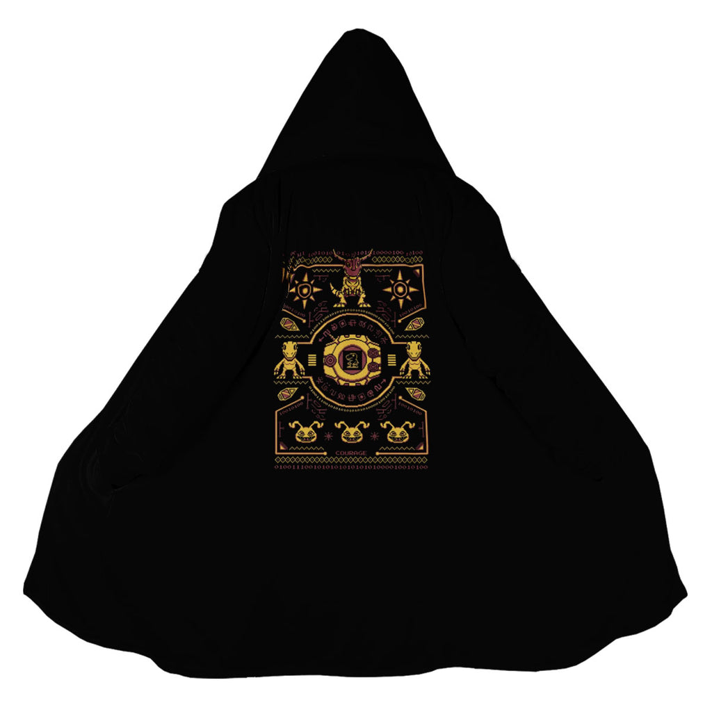 Digimon Adventure Courage Crest Pixel Art Black And Yellow Color Scheme Anime Apparel