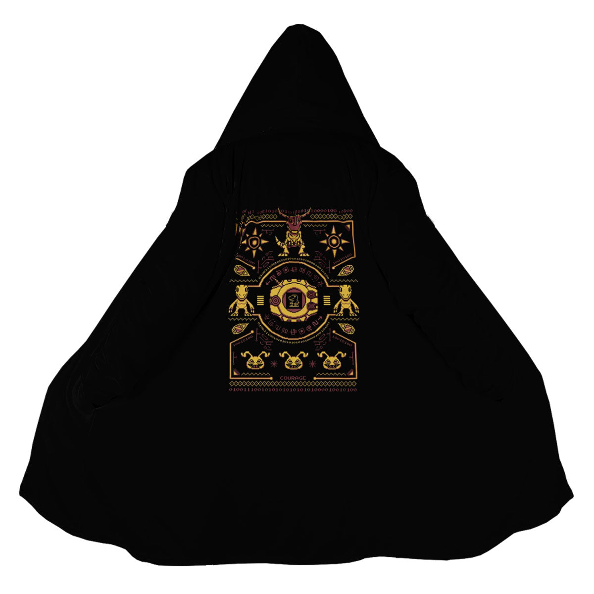 Digimon Adventure Courage Crest Pixel Art Black And Yellow Color Scheme Anime Apparel