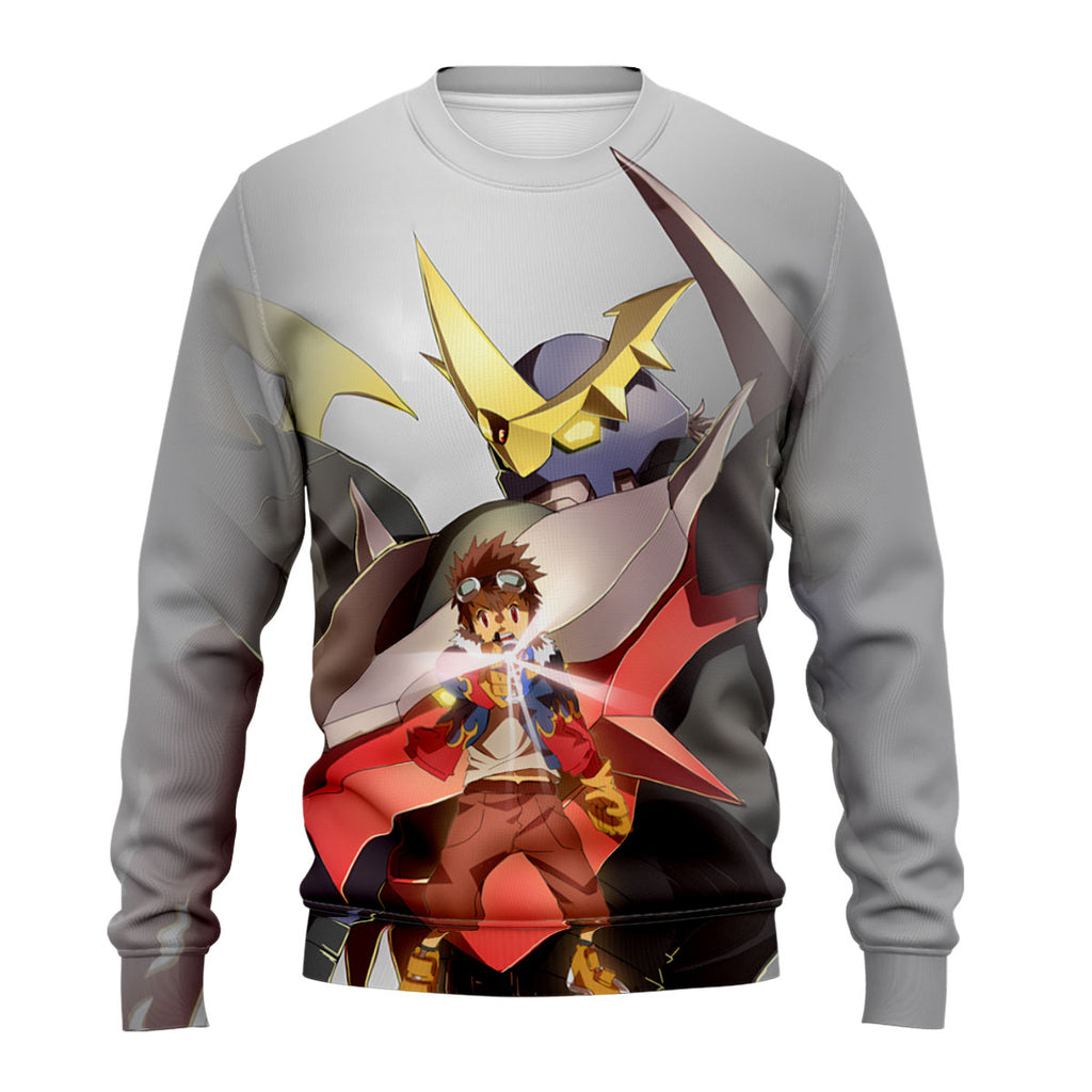 Digimon Adventure Davis Motomiya Imperialdramon Fighter Mode Grey Anime Apparel
