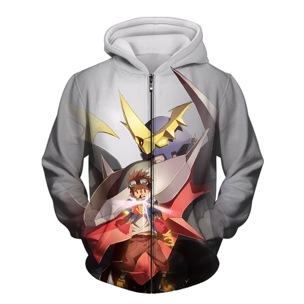 Digimon Adventure Davis Motomiya Imperialdramon Fighter Mode Grey Anime Apparel