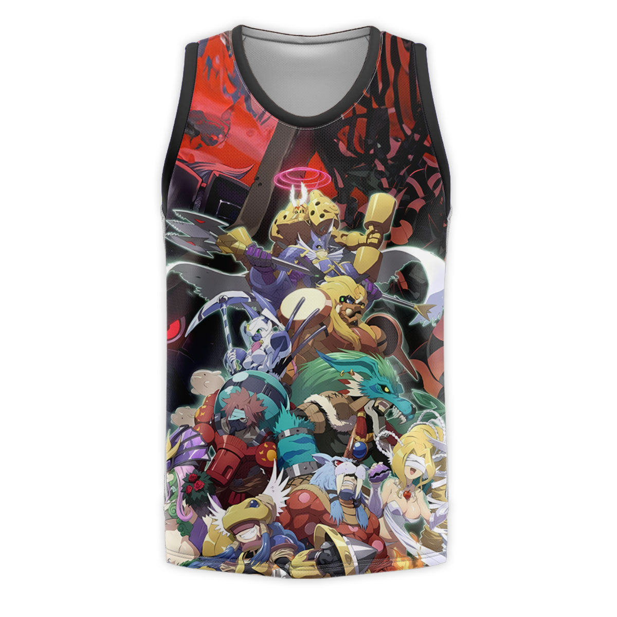 Digimon Adventure Digidestined Team Standing In Red Background Anime Apparel