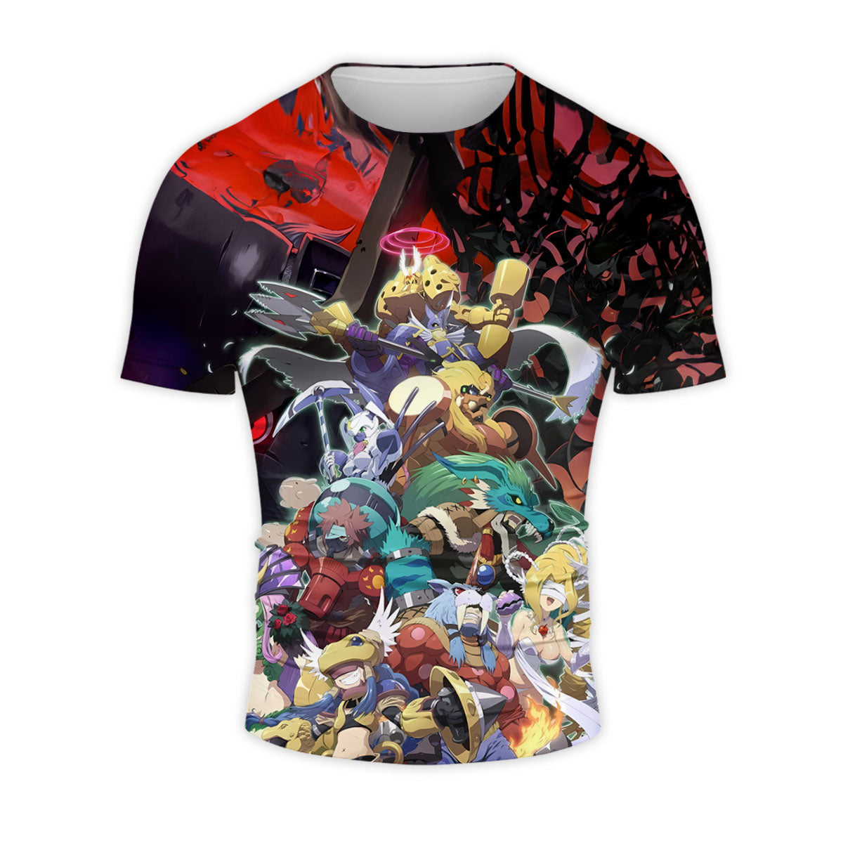 Digimon Adventure Digidestined Team Standing In Red Background Anime Apparel