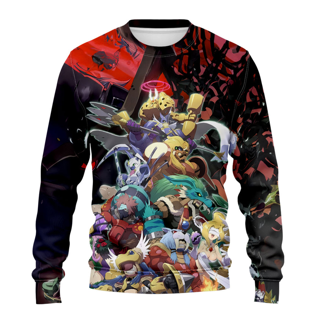 Digimon Adventure Digidestined Team Standing In Red Background Anime Apparel