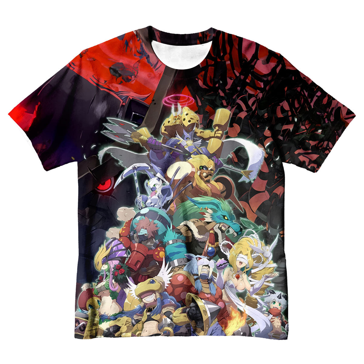 Digimon Adventure Digidestined Team Standing In Red Background Anime Apparel