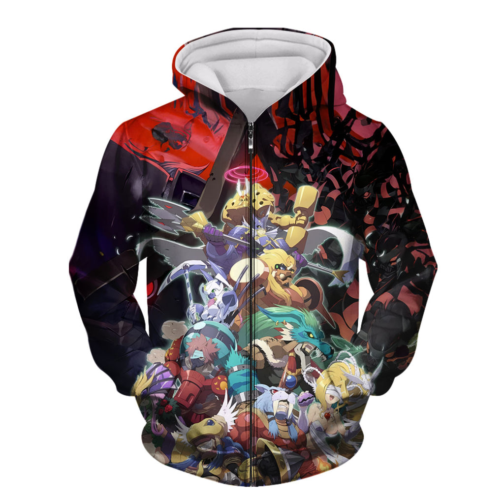 Digimon Adventure Digidestined Team Standing In Red Background Anime Apparel