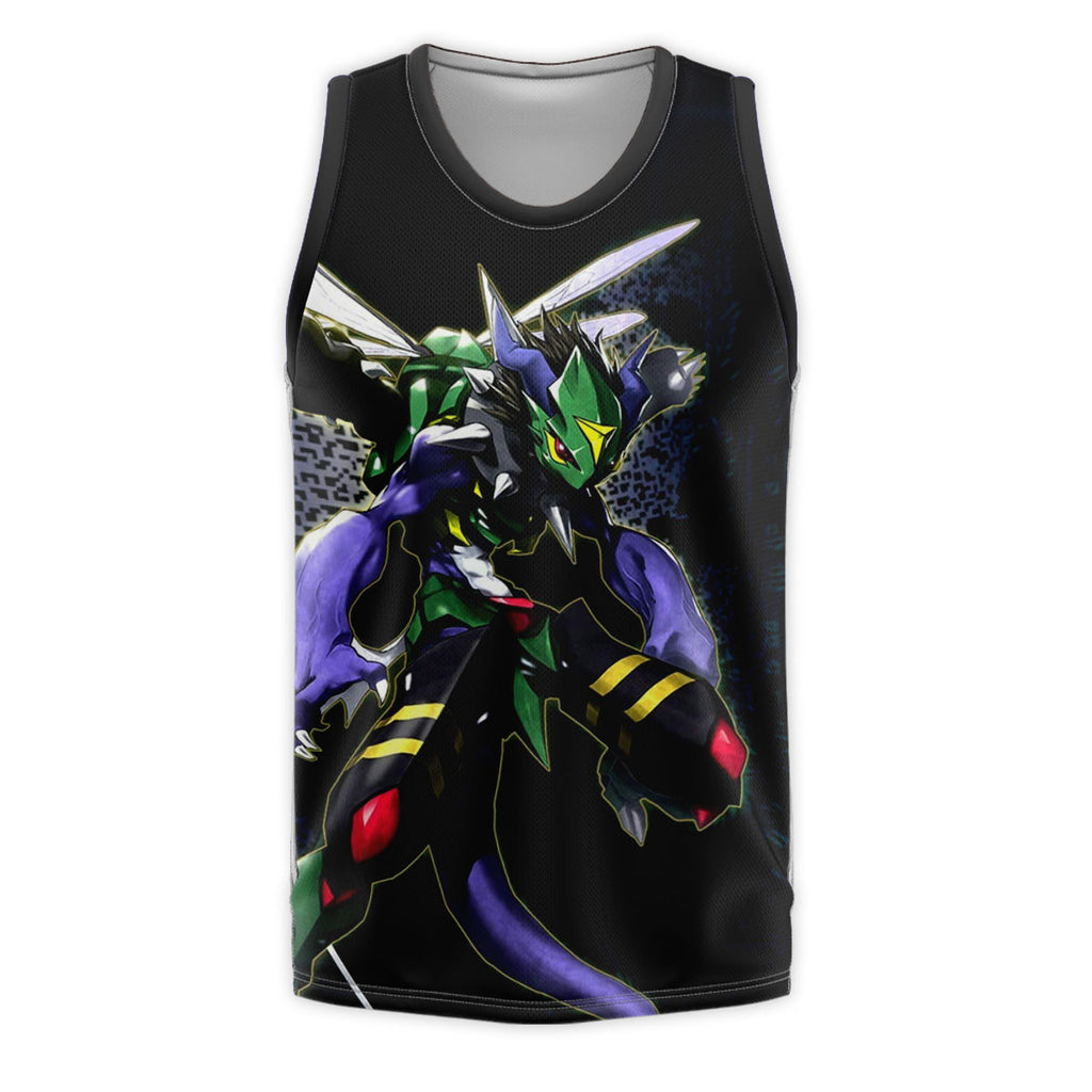 Digimon Adventure Dinobeemon Flying In Blue And Black Background Anime Apparel
