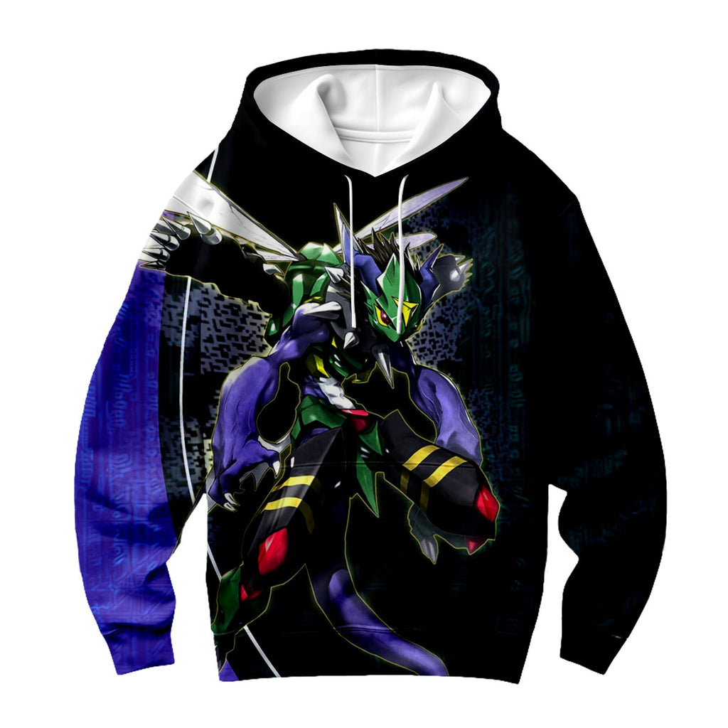 Digimon Adventure Dinobeemon Flying In Blue And Black Background Anime Apparel