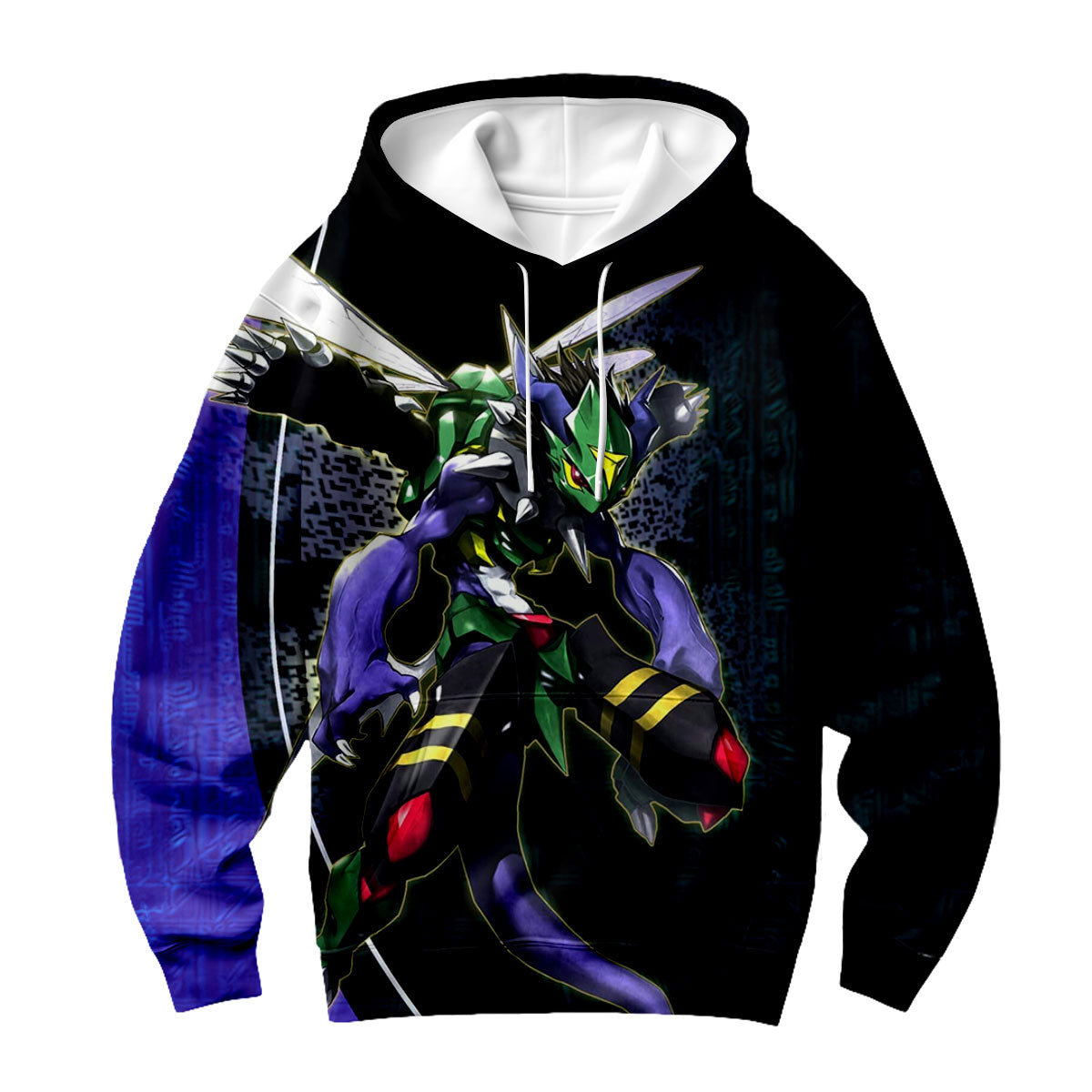 Digimon Adventure Dinobeemon Flying In Blue And Black Background Anime Apparel