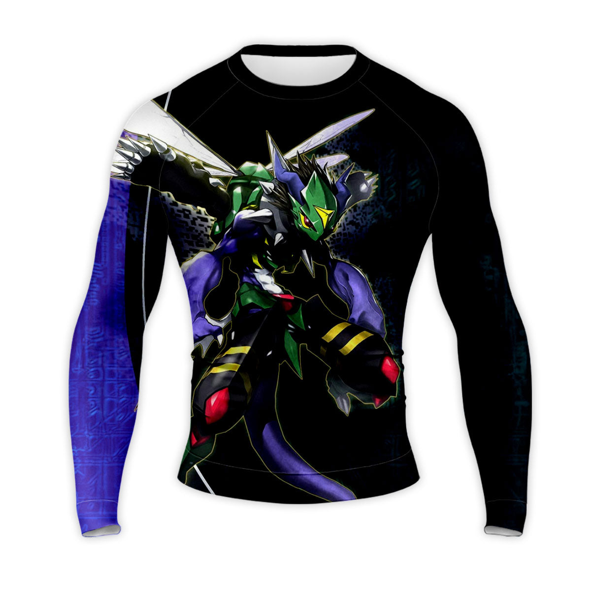 Digimon Adventure Dinobeemon Flying In Blue And Black Background Anime Apparel
