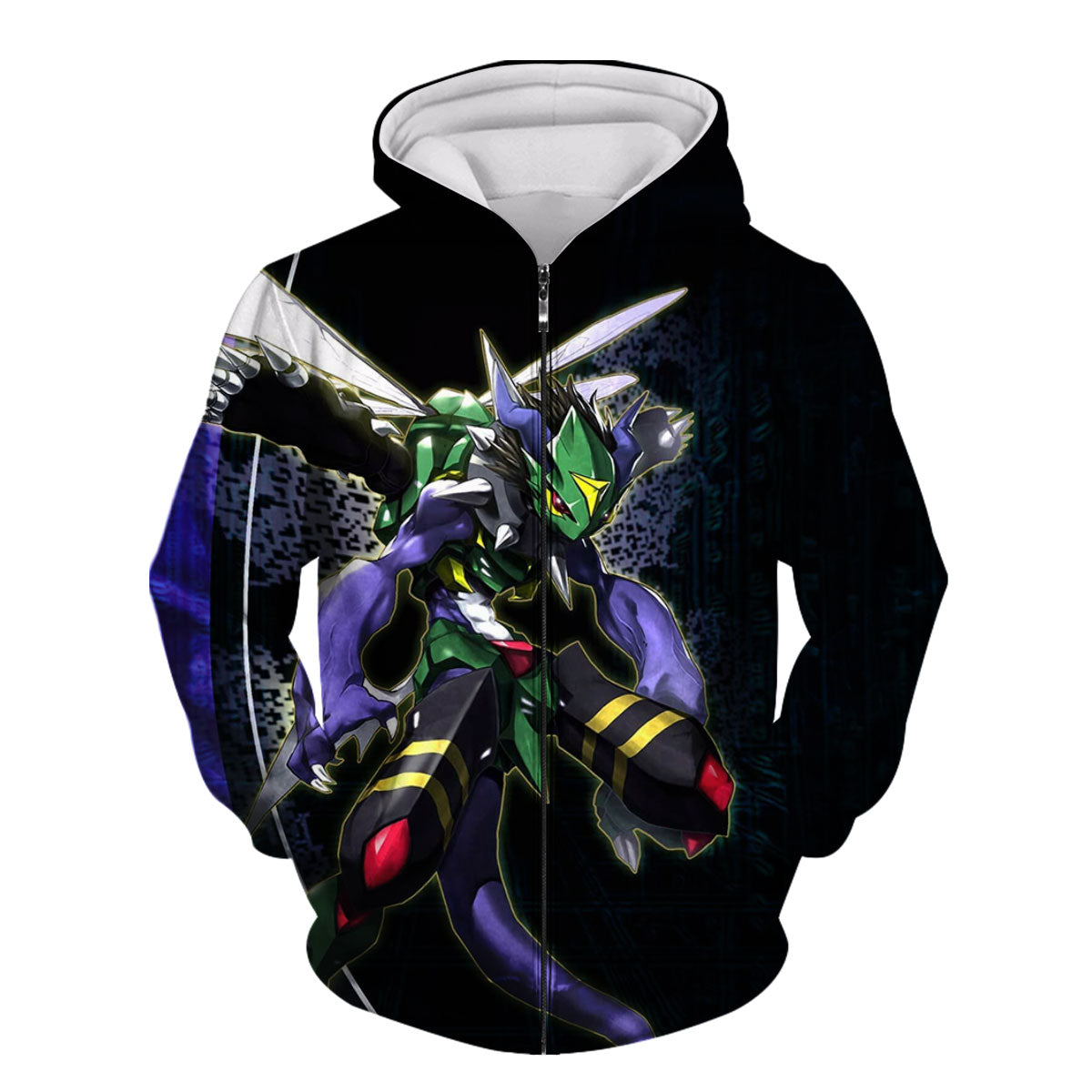 Digimon Adventure Dinobeemon Flying In Blue And Black Background Anime Apparel
