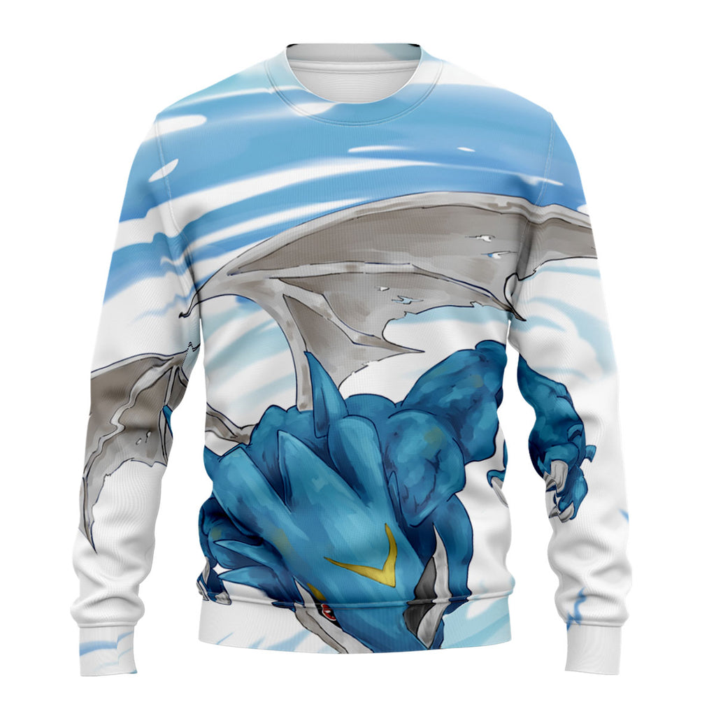 Digimon Adventure Exveemon Flapping Blue Wings Flying Anime Apparel