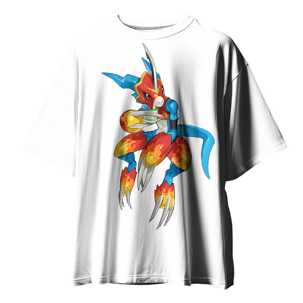 Digimon Adventure Fladramon Standing In Red And Blue Anime Apparel