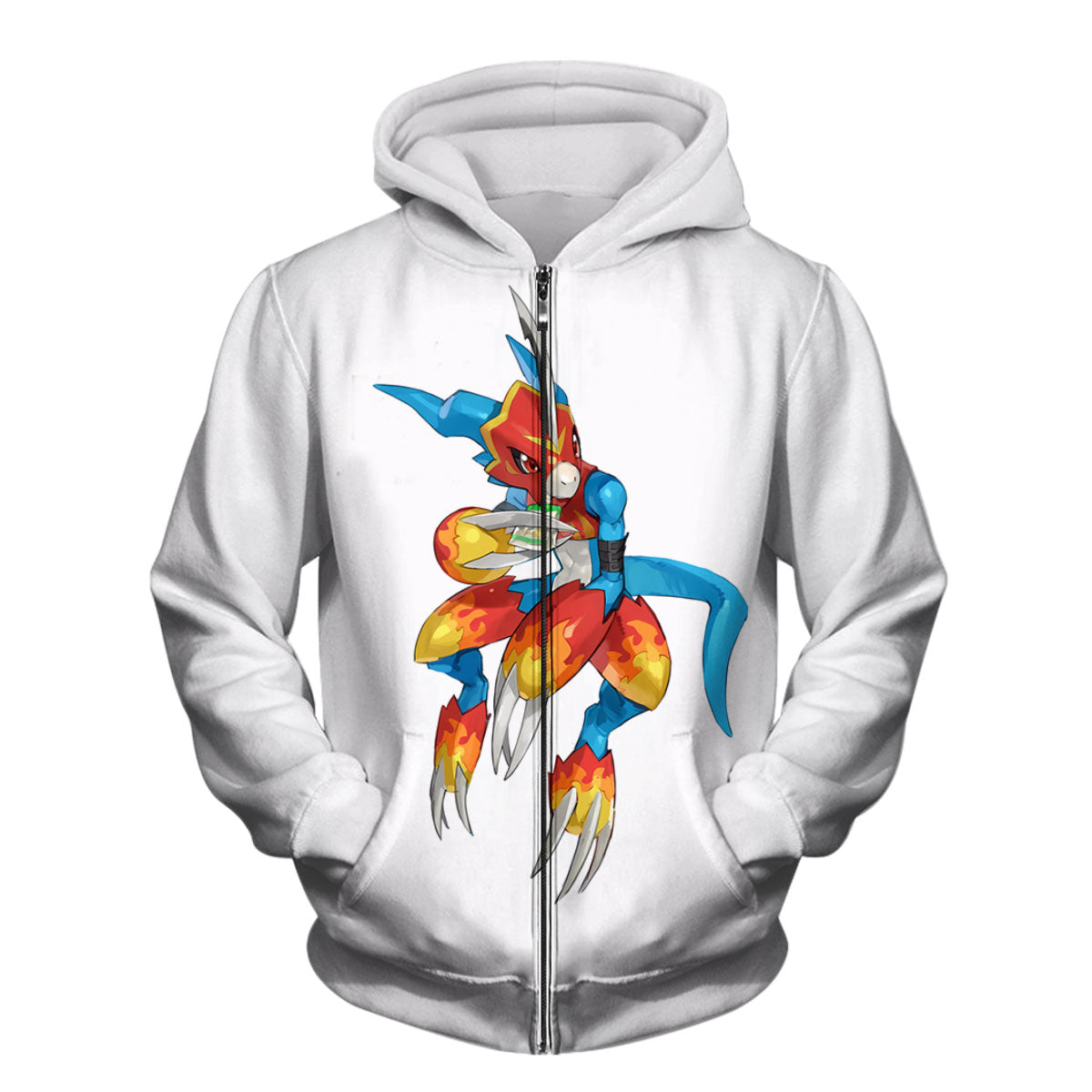 Digimon Adventure Fladramon Standing In Red And Blue Anime Apparel