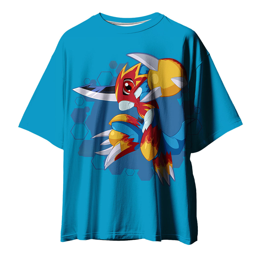 Digimon Adventure Fladramon Standing On Blue Background Anime Apparel