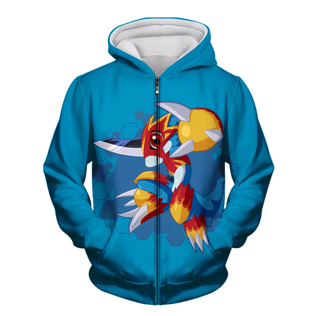 Digimon Adventure Fladramon Standing On Blue Background Anime Apparel
