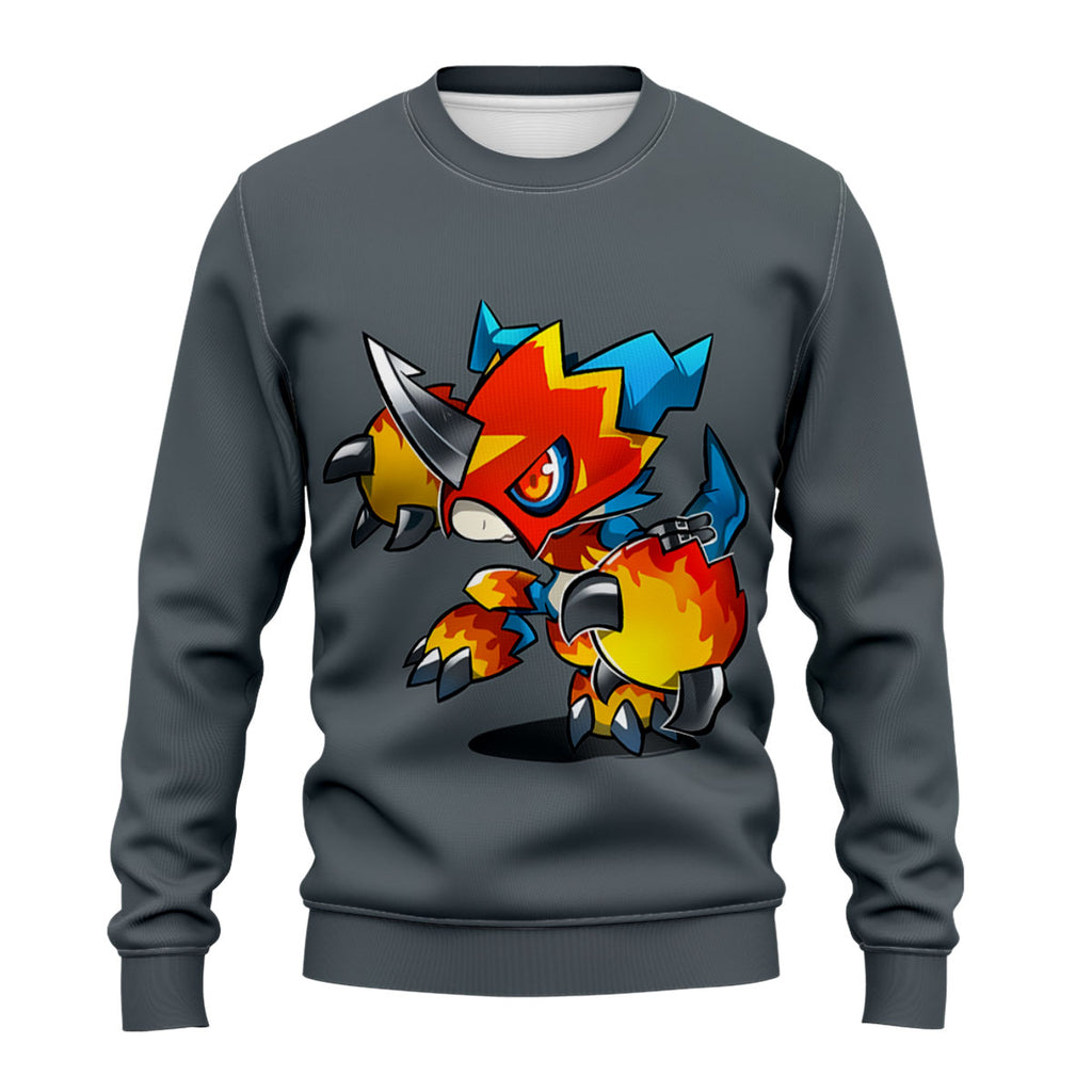 Digimon Adventure Fladramon Standing On Gray Background Anime Apparel