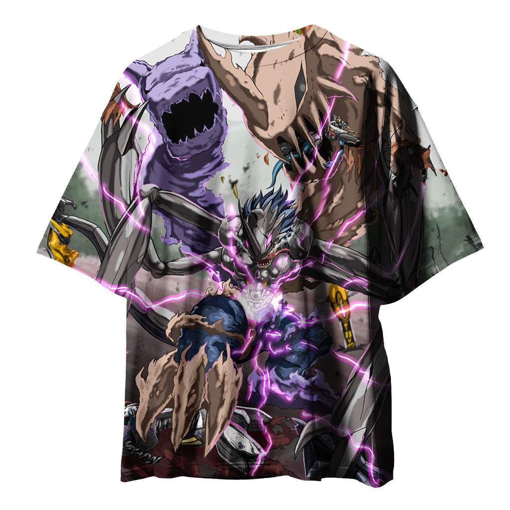 Digimon Adventure Fusion Beast Battling In Purple Energy Anime Apparel