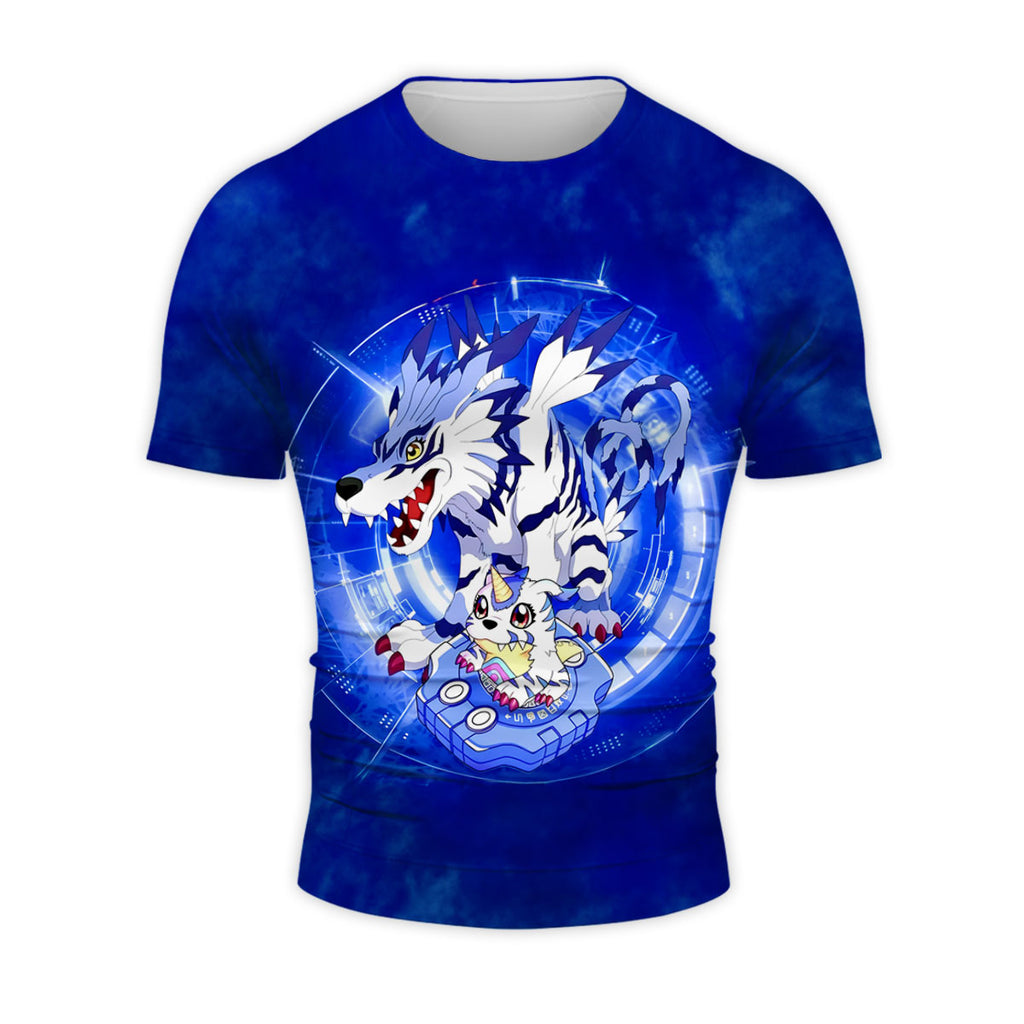Digimon Adventure Gabumon And Garurumon Glowing In Blue Light Anime Apparel