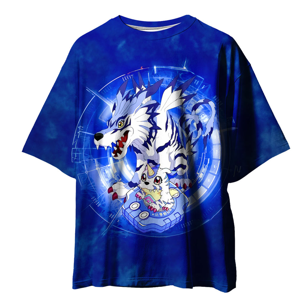 Digimon Adventure Gabumon And Garurumon Glowing In Blue Light Anime Apparel