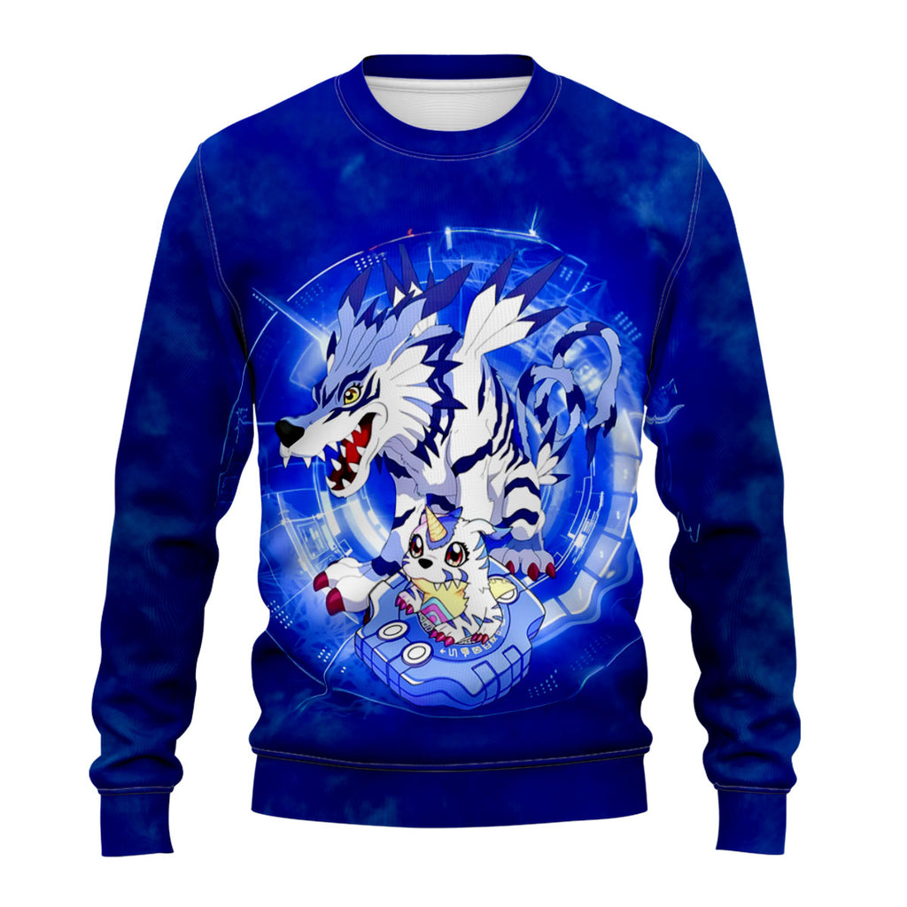Digimon Adventure Gabumon And Garurumon Glowing In Blue Light Anime Apparel