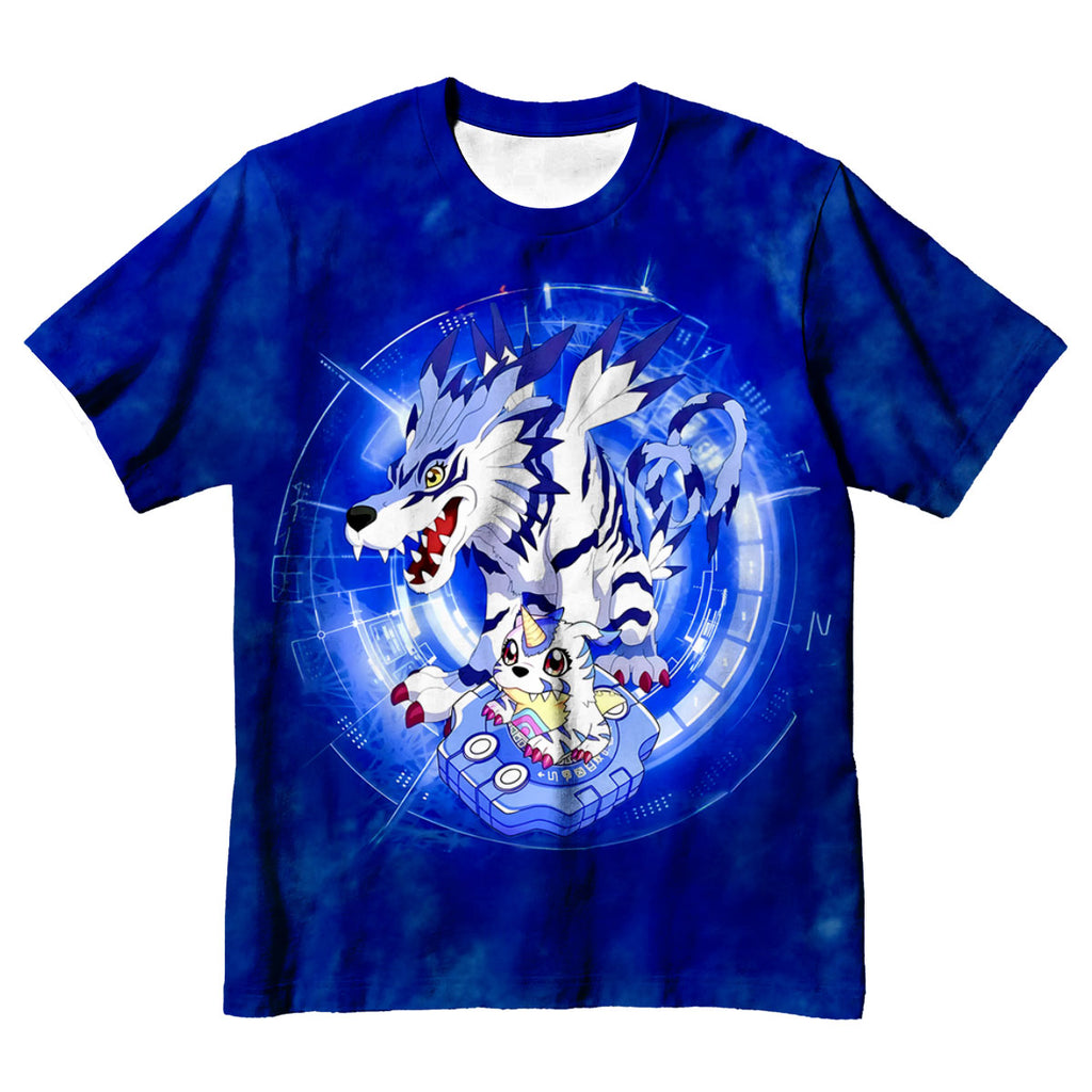 Digimon Adventure Gabumon And Garurumon Glowing In Blue Light Anime Apparel
