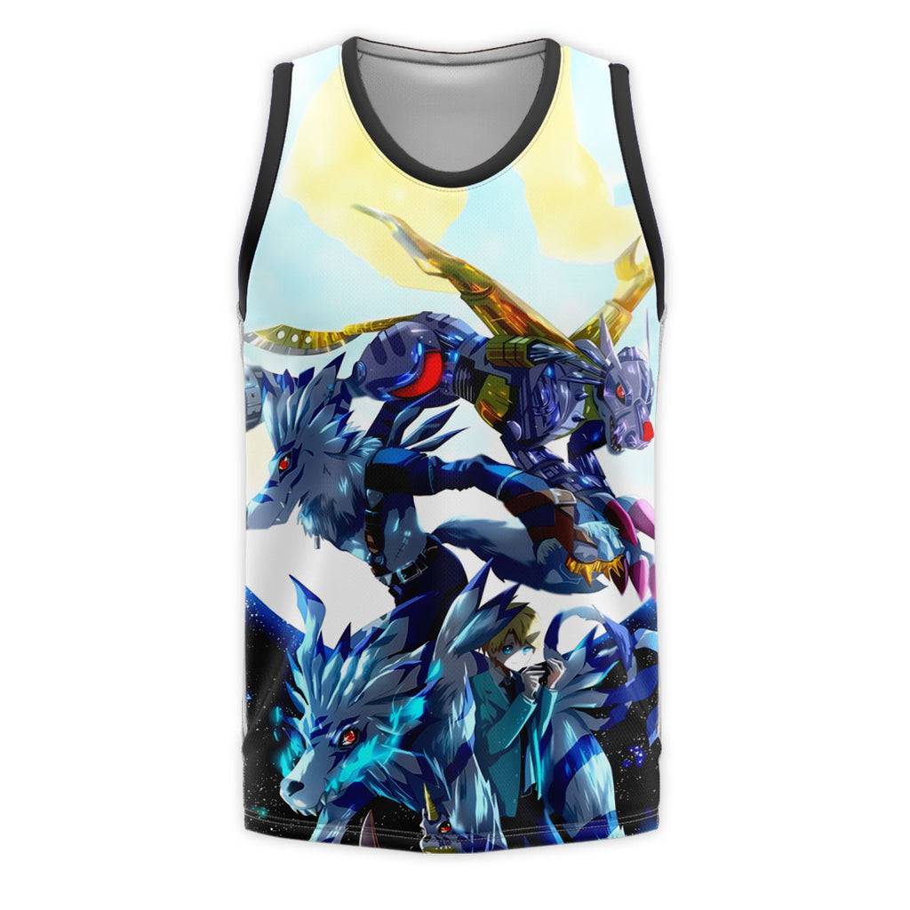 Digimon Adventure Gabumon Evolved Form Standing Under Blue Moonlight Anime Apparel