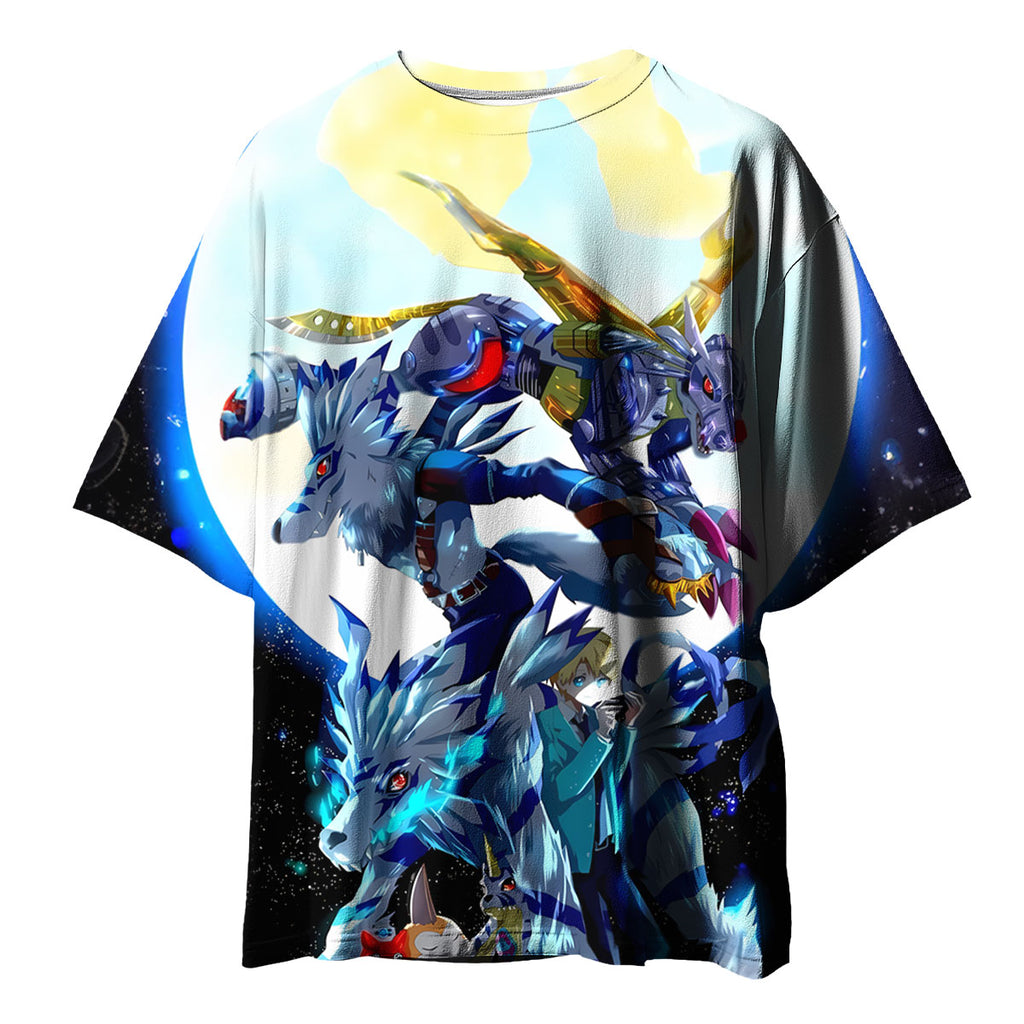 Digimon Adventure Gabumon Evolved Form Standing Under Blue Moonlight Anime Apparel