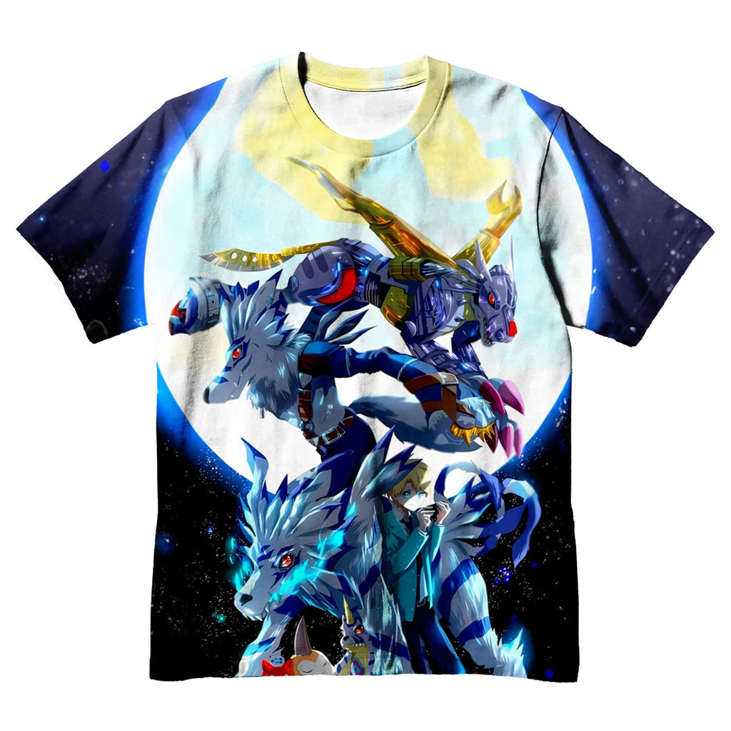 Digimon Adventure Gabumon Evolved Form Standing Under Blue Moonlight Anime Apparel