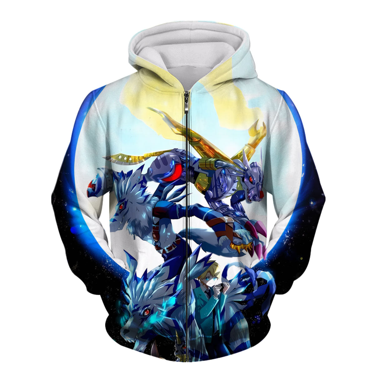 Digimon Adventure Gabumon Evolved Form Standing Under Blue Moonlight Anime Apparel